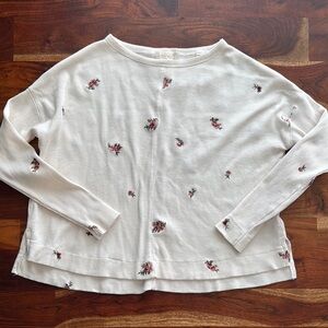 Floral Embroidered White Top
